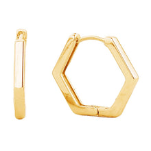 14K Gold-Dipped Hexagon Shaped Huggie Earring