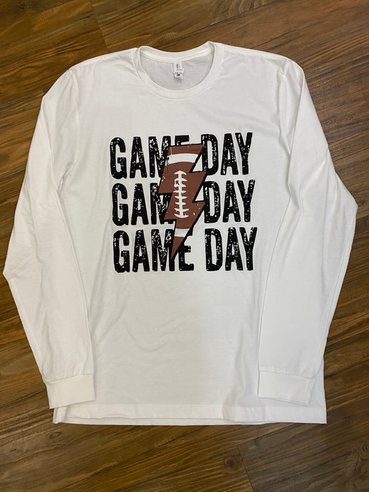 Game Day Long Sleeve White Tee