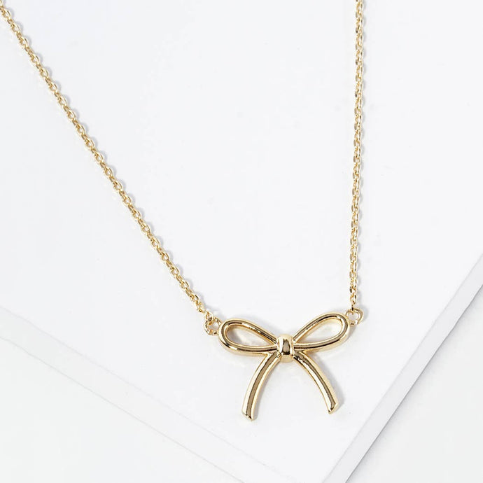 Gold Dipped Girls Bow Charm Necklaces